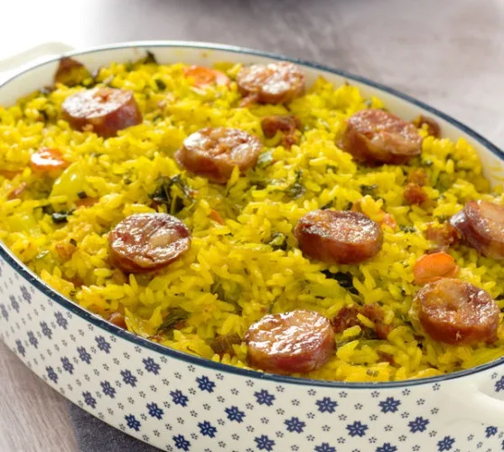 Arroz de Pato com legumes e açafrão