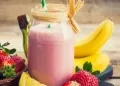 Batido de Banana, Aveia e Morango