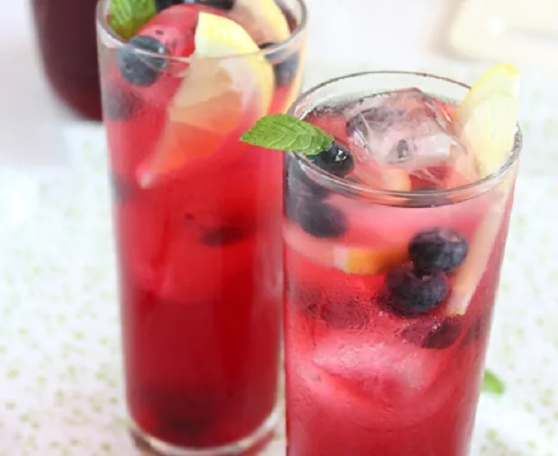 Limonada de Mirtilos com Hortelã