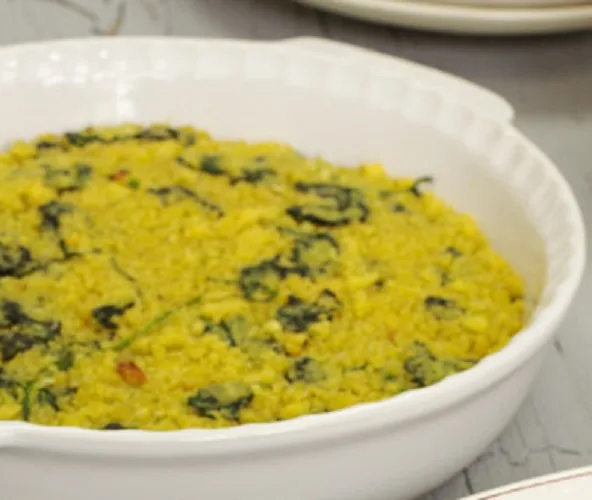 Migas de Broa com Espinafres