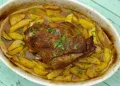 Perna de borrego assada no forno com batatas