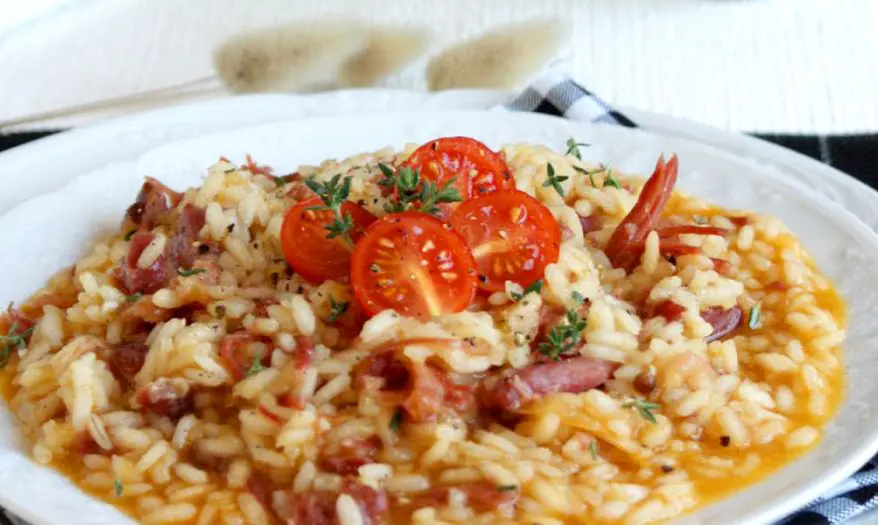 Risotto com pernil fumado